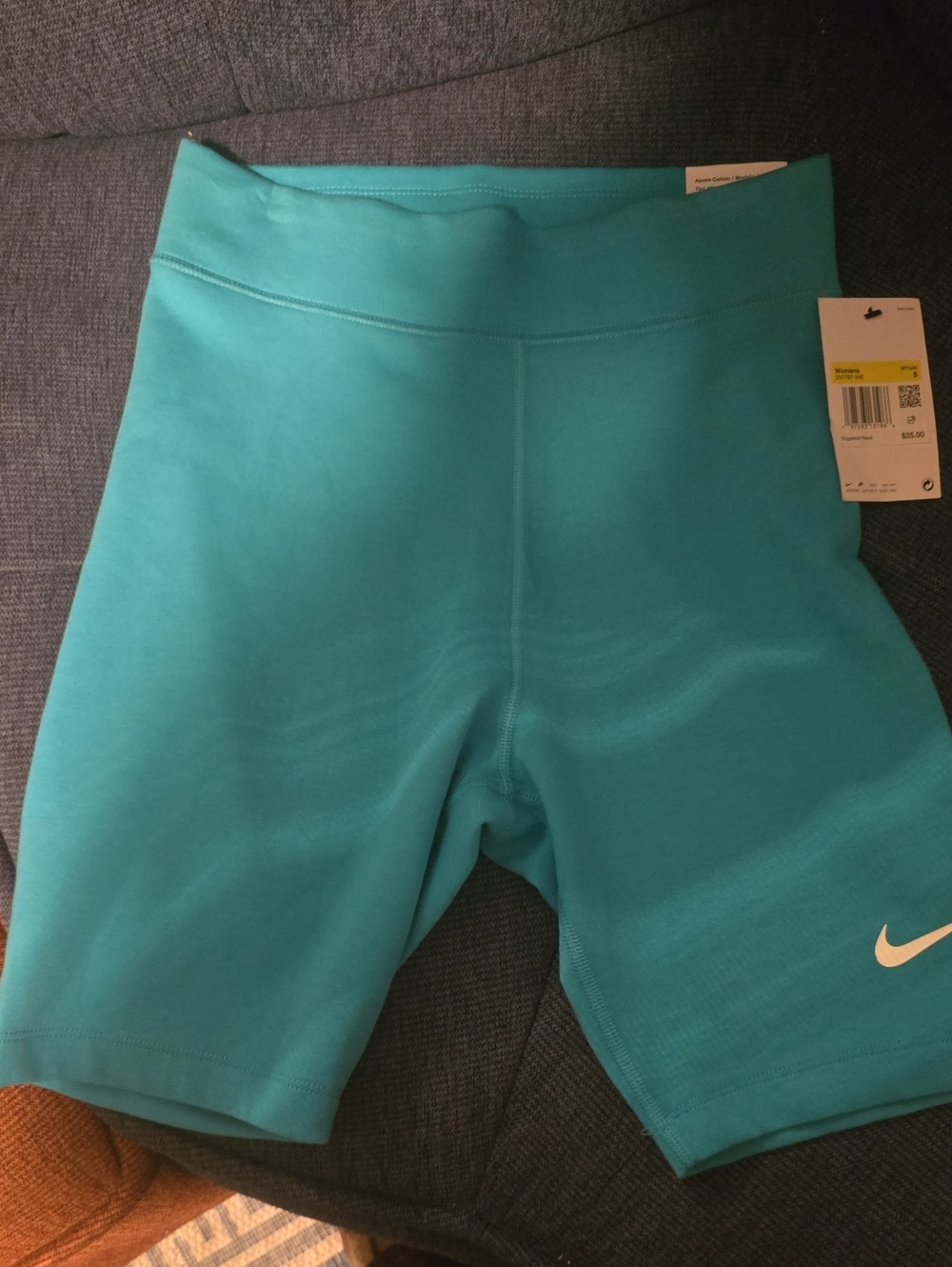 Nike Teal Bike Shorts with White Swoosh